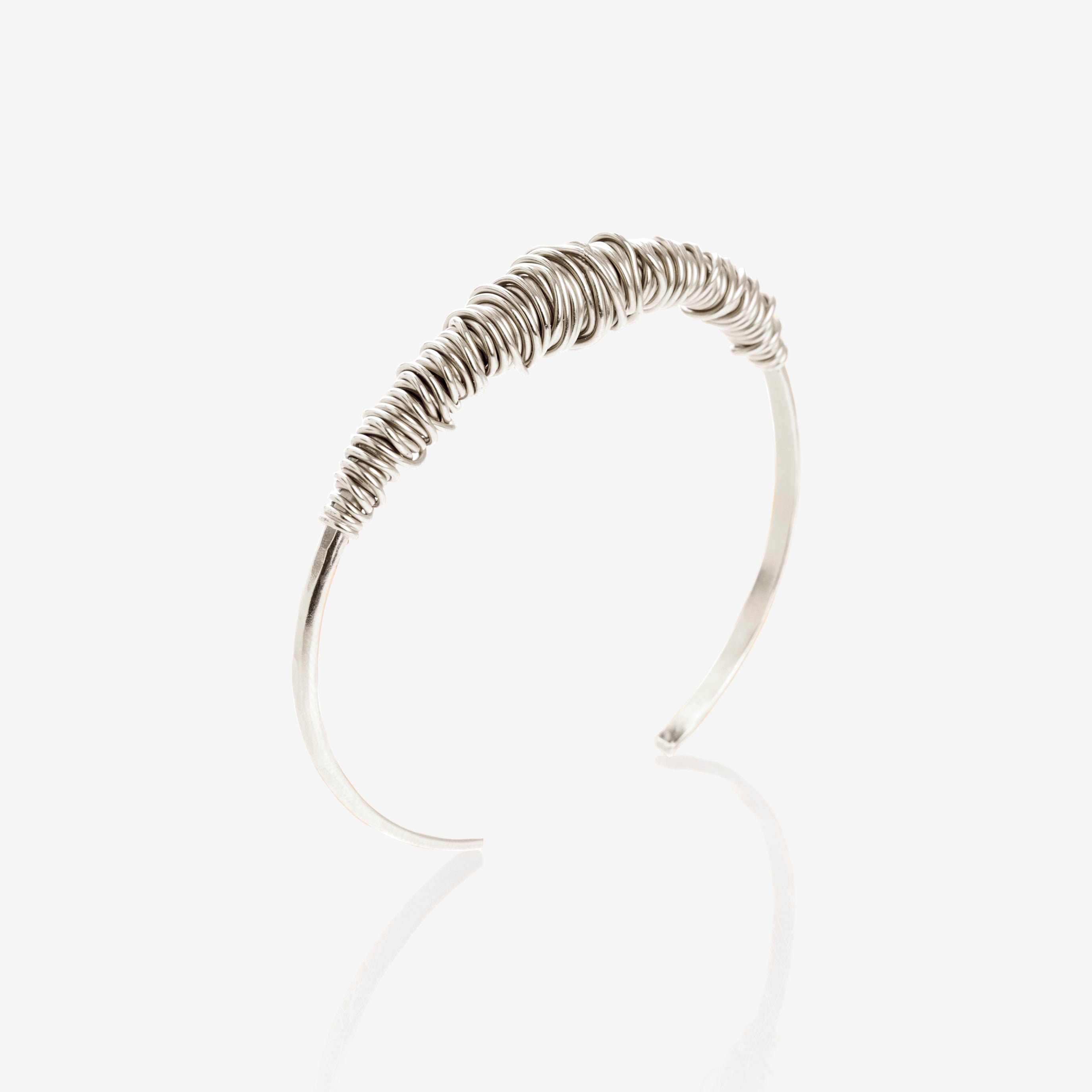 Bracelet argent femme, bijoux fantaisie créateur, jonc argent fil