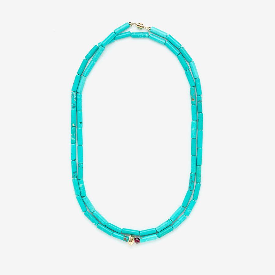 collier turquoise, polyvalent, se porte en manchette  et ras du cou