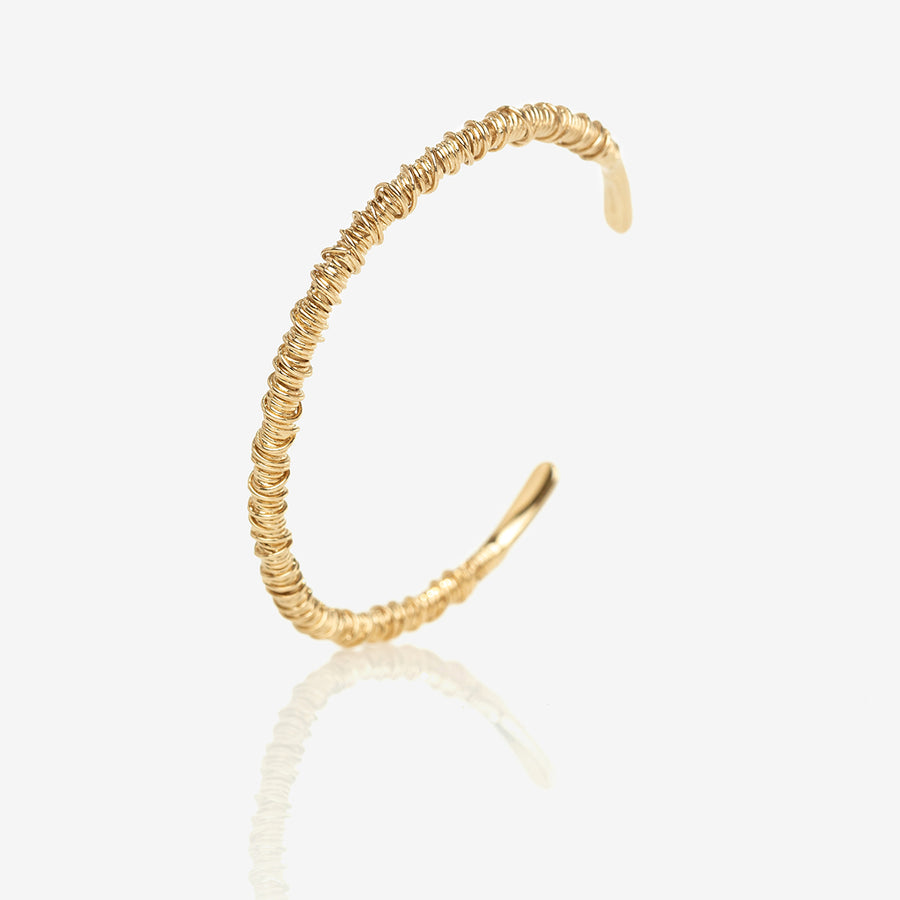 jonc fin doré torsadé, a porter seul ou en accumulation. Bracelet fantaisie pour femme.