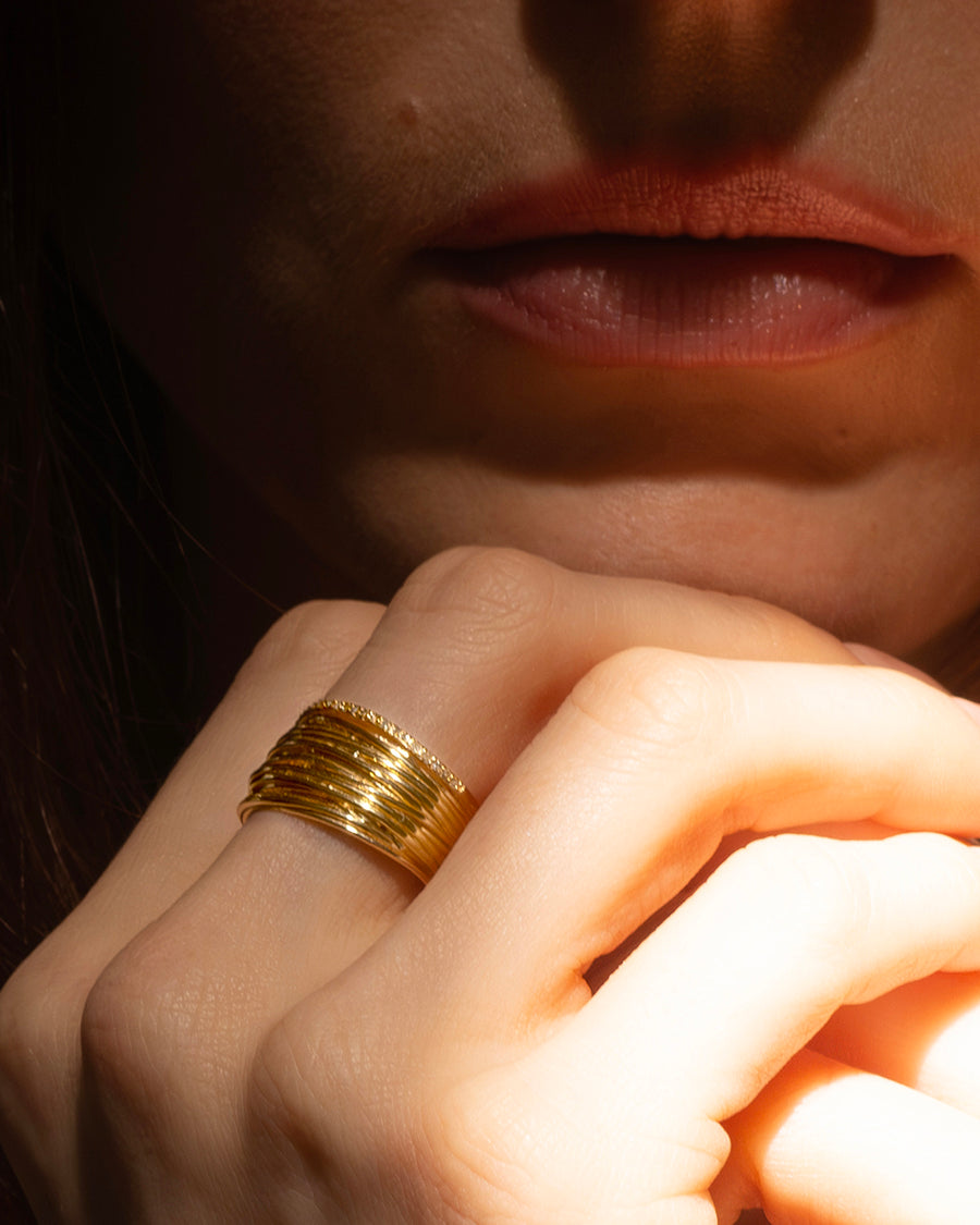 Bague Minéfère et diamants Polki