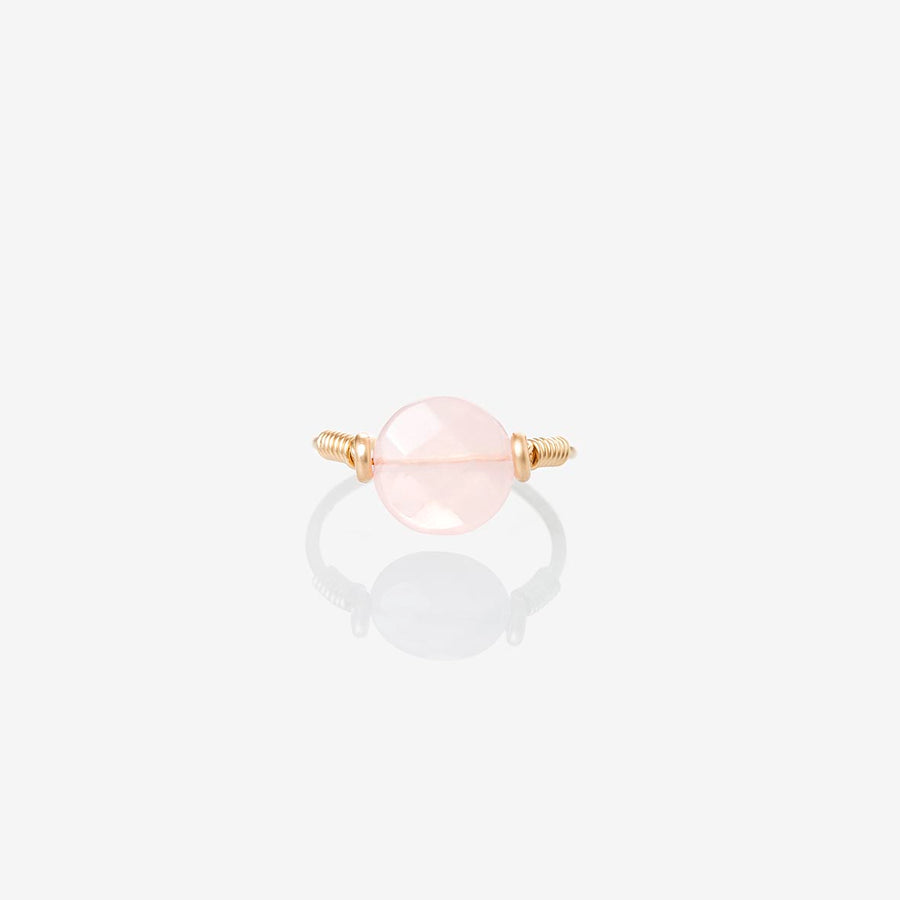 bague dorée bijou fantaisie haut de gamme pierre semi-précieuse quartz rose