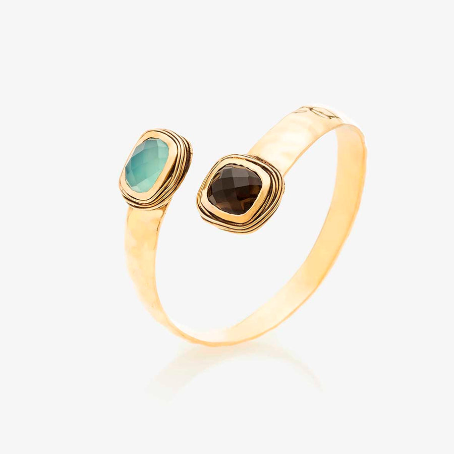 Bracelet Phèdre quartz fumé et aqua calcédoine