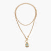 collier femme, collier chaîne dorée, bijou fantaisie femme de qualité, bijoux plaqué or, bijoux haut de gamme, bijoux créateurs paris, bijoux femme tendance, collier doré, pierres semi-précieuse, calcédoine d'eau